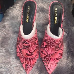 Pink & Black Snake Print Heels